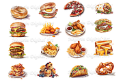 Delicious Watercolor Fastfood, an Object Graphic by Negarin Digital Art (Thumbnail 3 of 9)