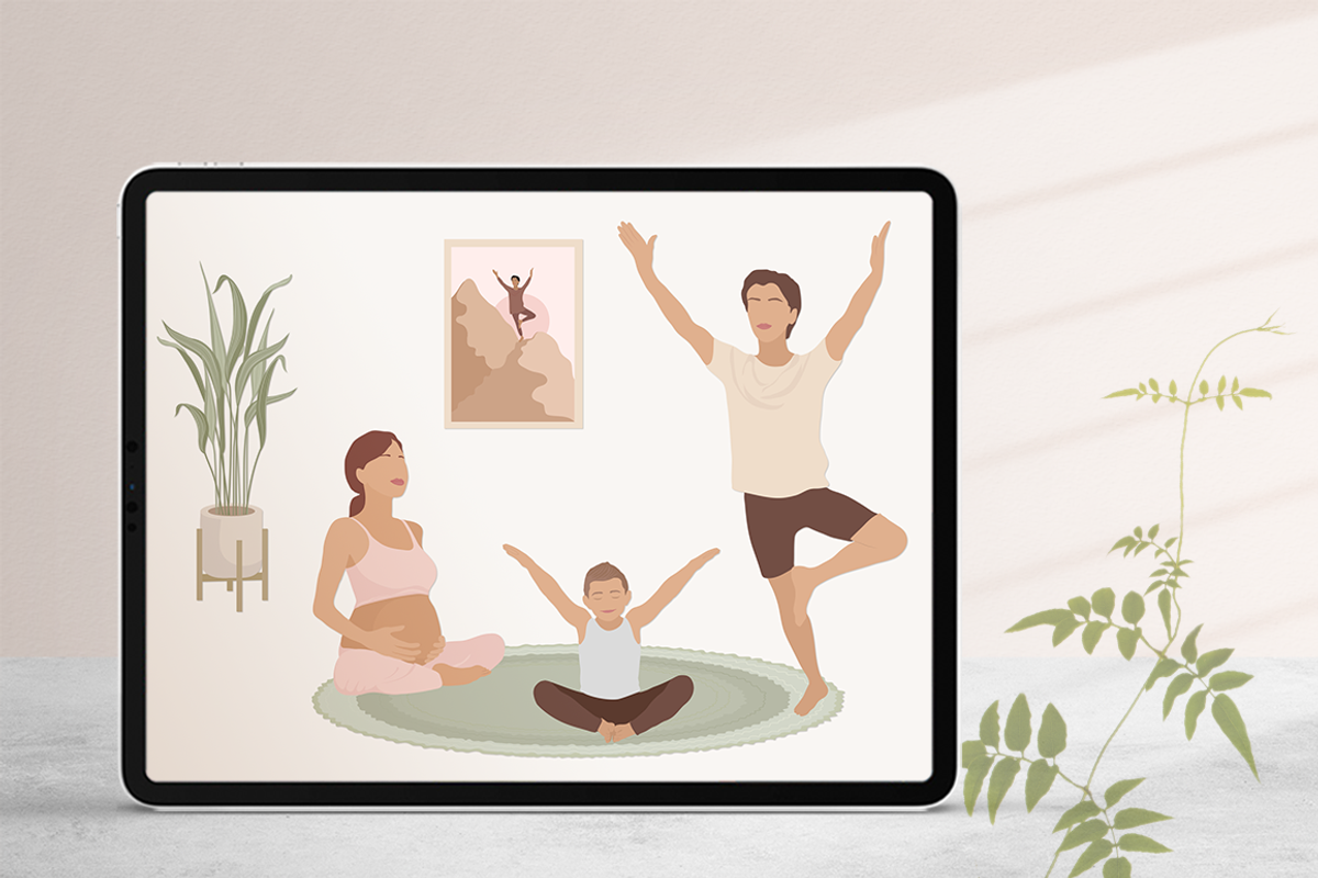Family Yoga 2 Illustration Set, a Sport Illustration by Irena Art (Photo 3 of 14)