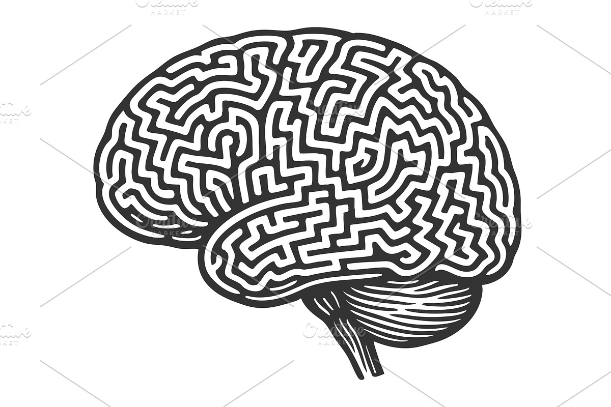 Maze Pattern Brain Symbolizing, a Healthcare Illustration by AlexArt