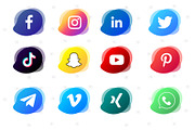 Modern Social Icons Set (15 Icons), an Illustration by soglamun (Thumbnail 2 of 3)
