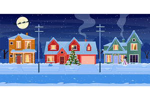 Residential Houses With Christmas