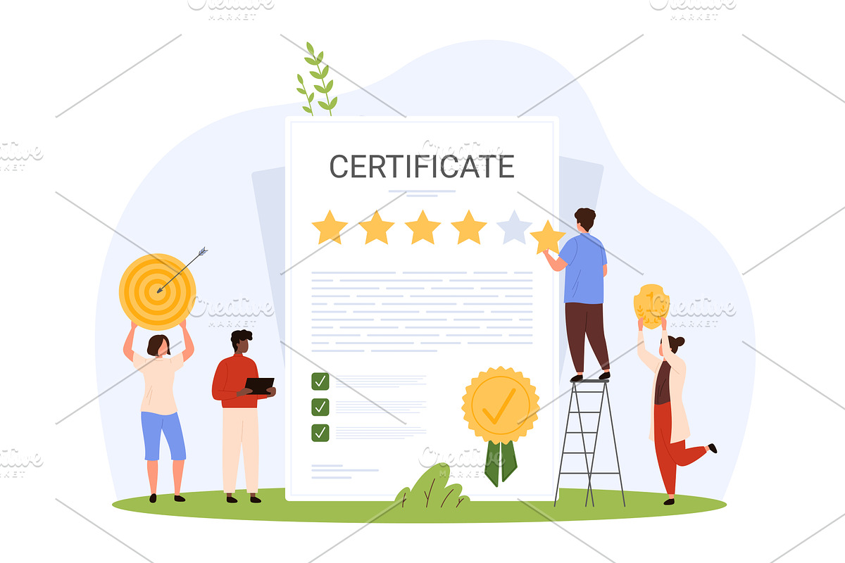 Quality certificate, online feedback, an Object Illustration by Flashvector