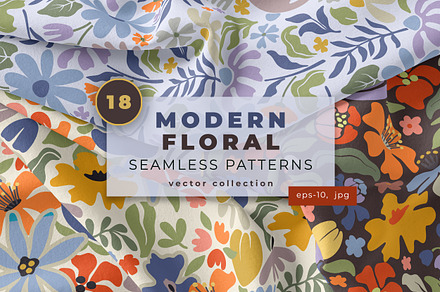 Modern Floral Seamless Patterns, a Pattern Graphic by Molly art