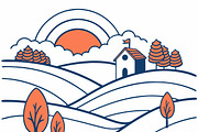 Stylized rural landscape hills, a Seasonal Illustration by SouravDesign (Thumbnail 2 of 3)