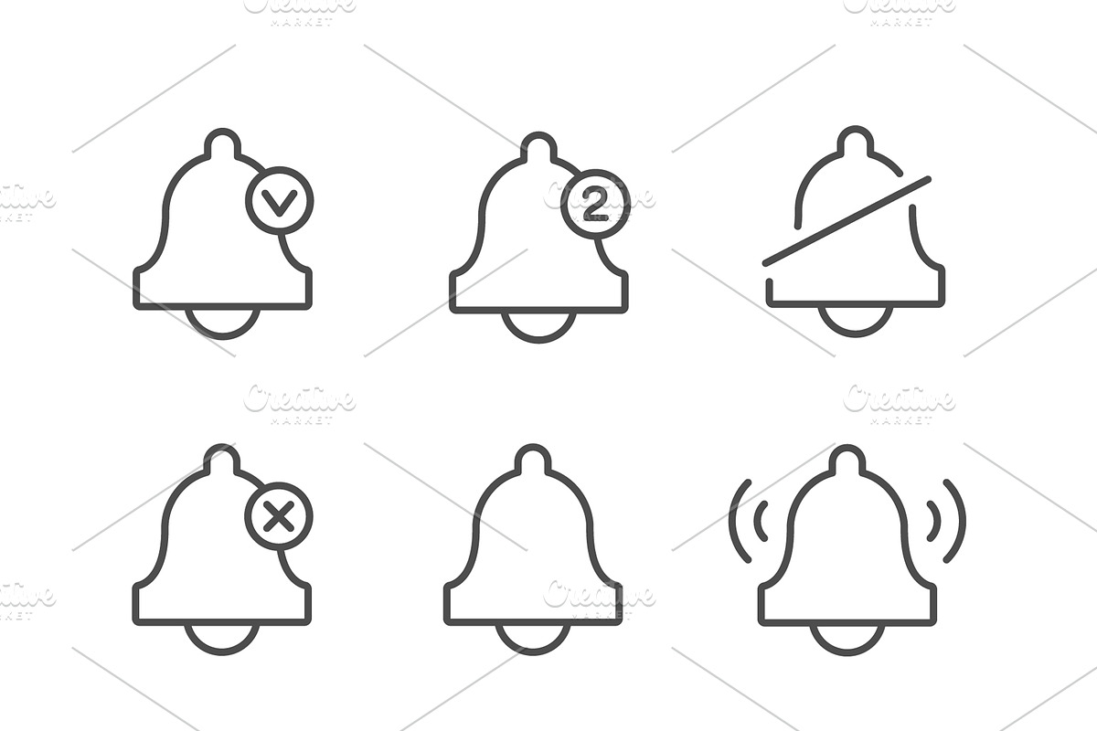 Set line icons of bell, an Outline Icon by motorama (Photo 1 of 2)