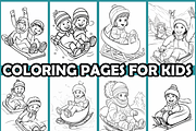 Winter Sledding Fun Coloring Pages F, an Animal Illustration by martinblan (Thumbnail 3 of 4)