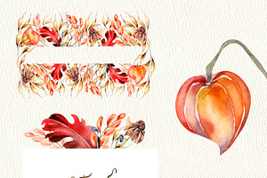 Autumn Plants Watercolor Clipart