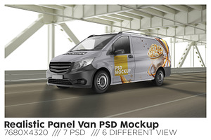 Realistic Panel Van PSD Mockup