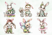 Watercolor Cute Rabbit Png Clipart, an Illustration by Creative Art (Thumbnail 5 of 7)