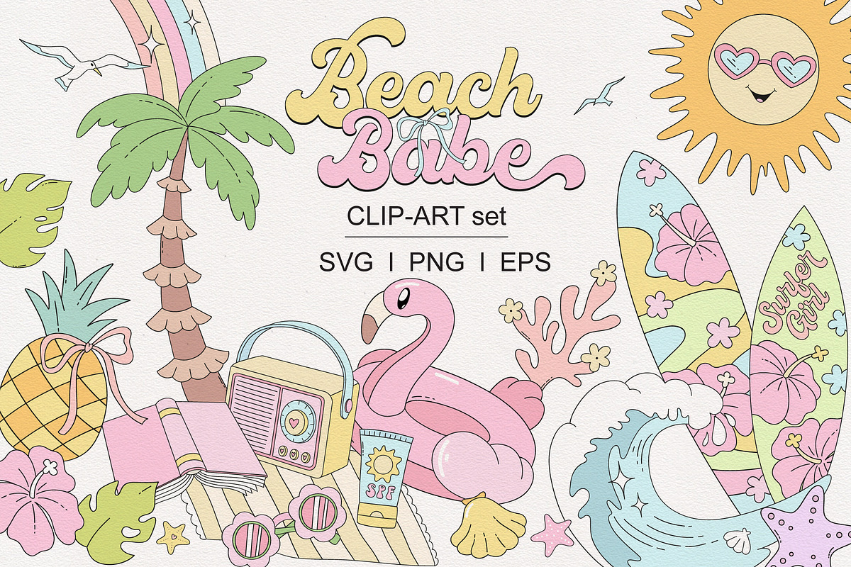 Coquette Beach Girl Clipart, a Seasonal Illustration by @olga.angelloz (Photo 1 of 2)