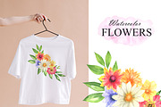 Watercolor colorful flowers clipart, an Illustration by OlDm_Shop (Thumbnail 5 of 6)