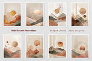 Boho Sunset Illustration, a Decorative Illustration by Housui Patterns (Thumbnail 4 of 9)