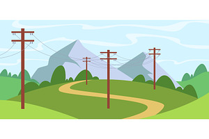 Voltage towers. Outdoor background, an Illustration by Onyx