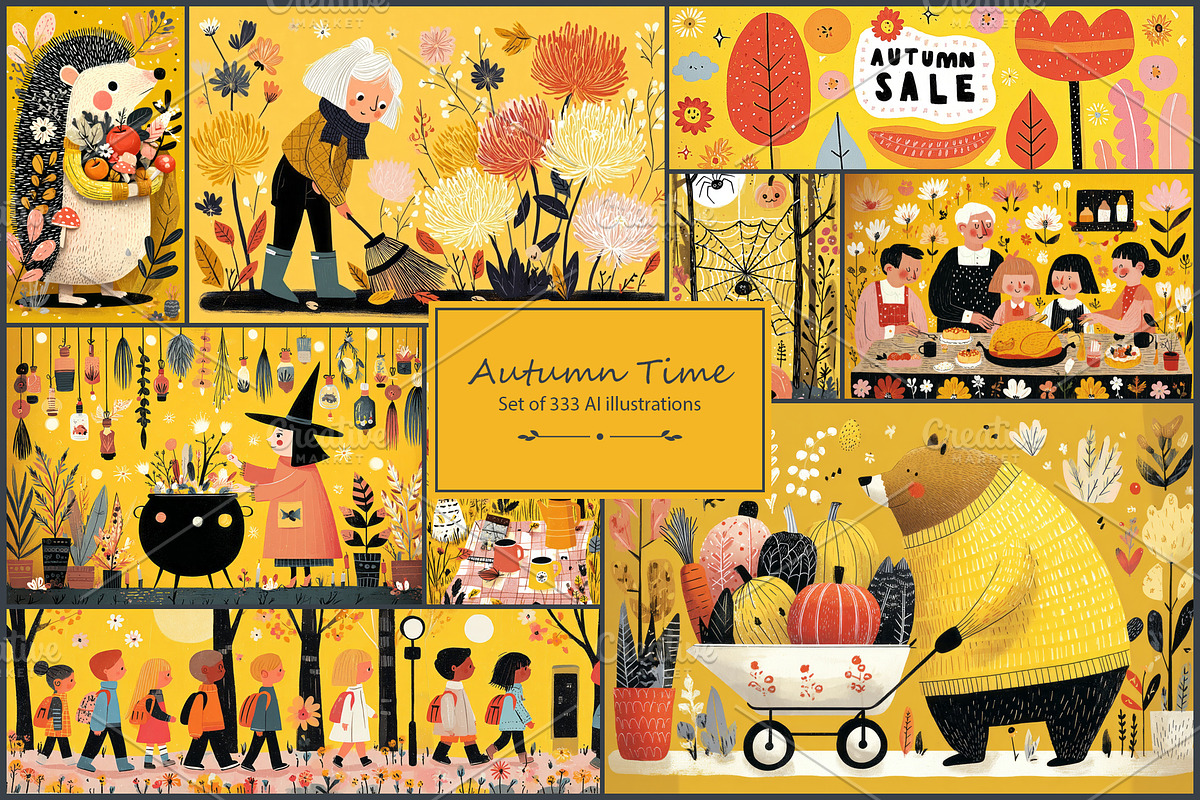 Autumn Time 2- 333 AI illustrations, a Seasonal Illustration by Pundateam (Photo 1 of 12)