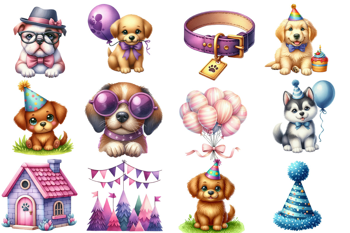 Puppy Birthday Clipart, an Illustration by Designworld (Photo 2 of 5)