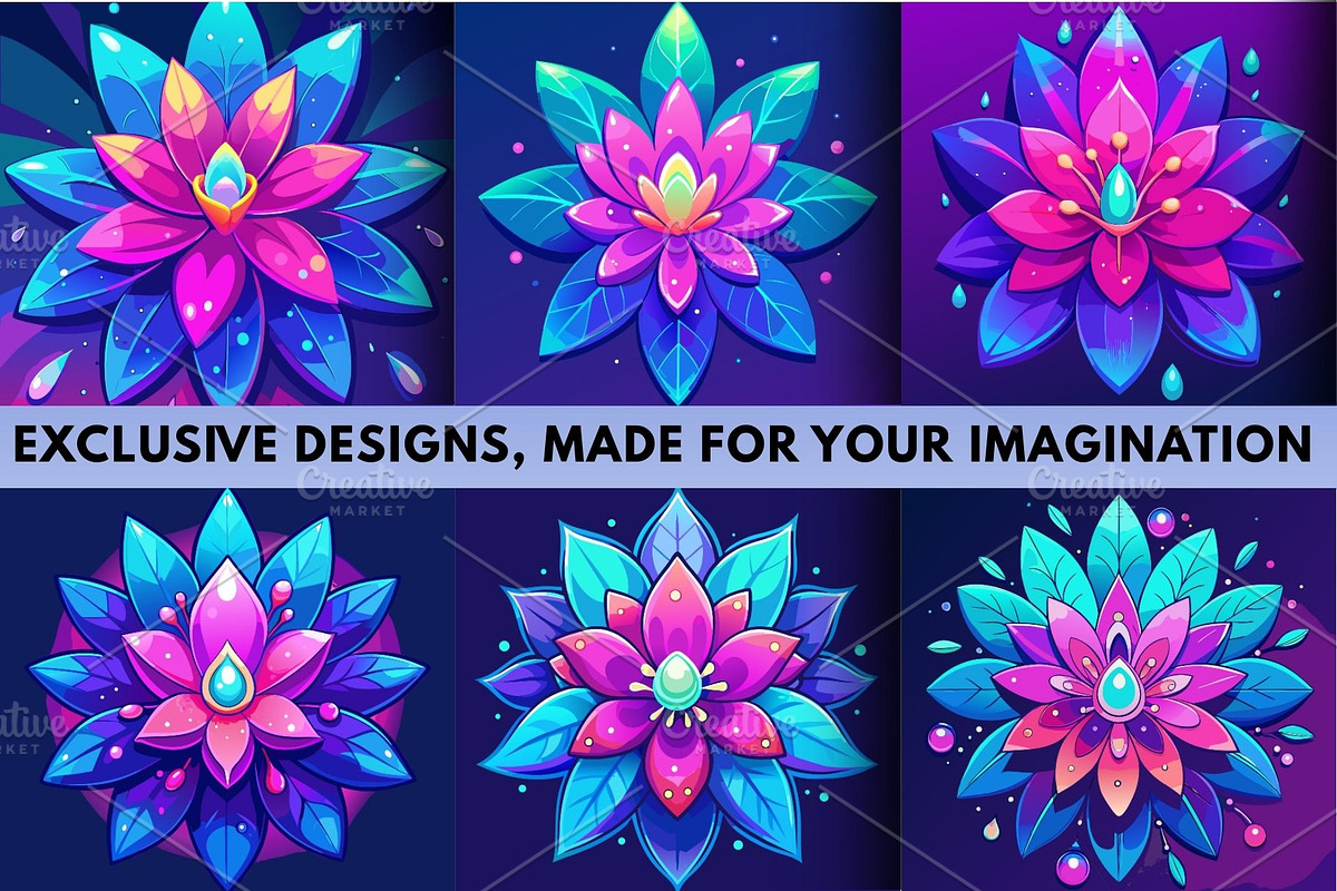 8 Tropical Fantasy Bloom Set, a Decorative Illustration by Crox Studio | Digital (Photo 2 of 2)