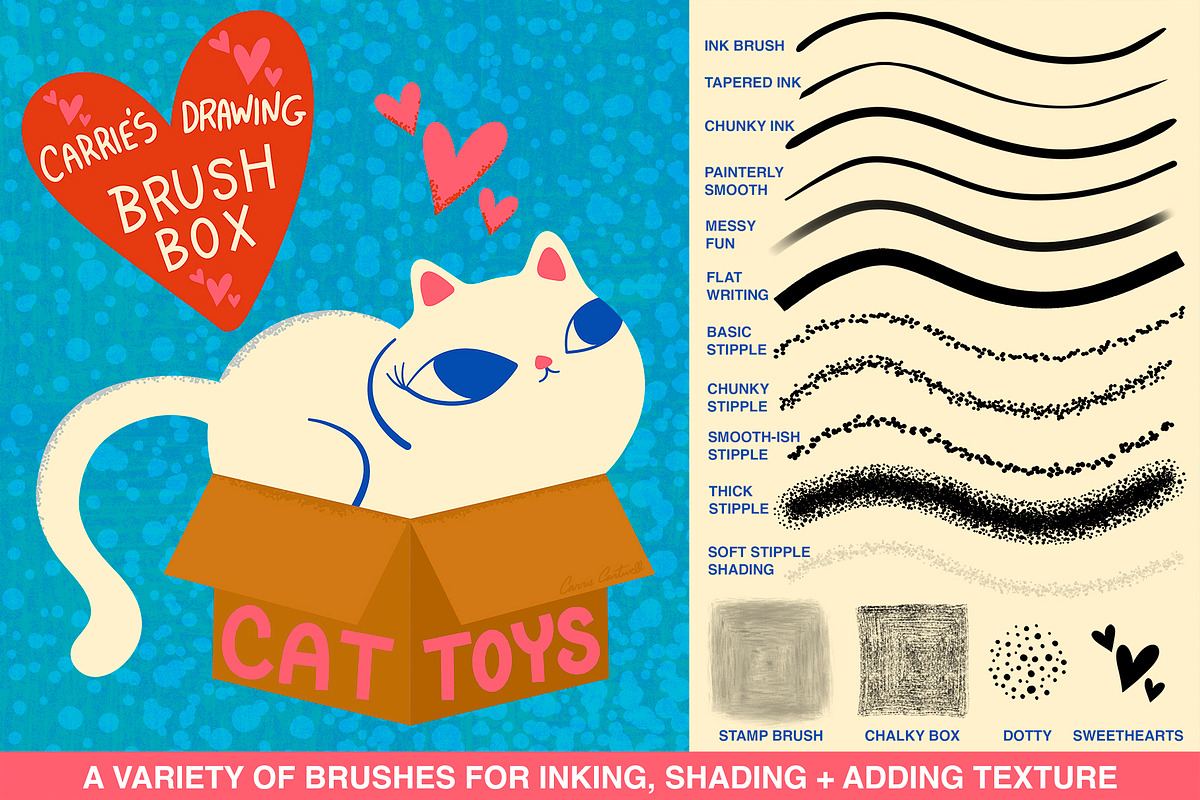 Procreate Drawing Brush Box, a Brush Add-On by Carrie Cantwell (Photo 2 of 4)