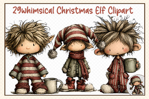 Whimsical Christmas Elf Clipart, an Illustration by cherrydesign