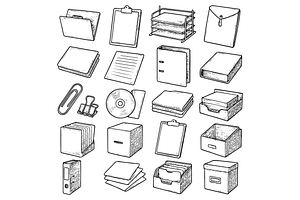 Document Tools Illustrated Set, an Object Graphic by nikagraphic