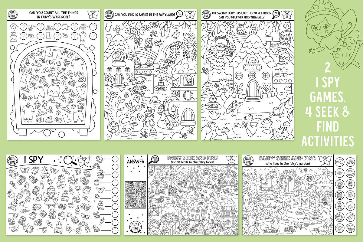 Woodland fairy coloring games, an Education Illustration by Lexi Claus (Photo 4 of 17)