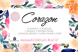 Corazon - Watercolor Floral Set