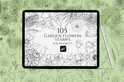 Garden Flowers Procreate Stamps, a Brush Add-On by Dervik Art Store (Thumbnail 1 of 7)