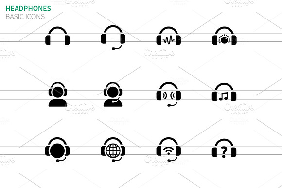 Headphones Icons On White