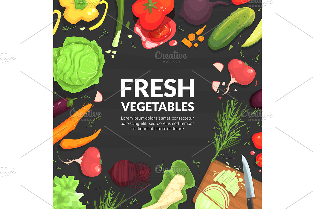 Fresh Vegetables Banner Template, a Food Illustration by TopVectors