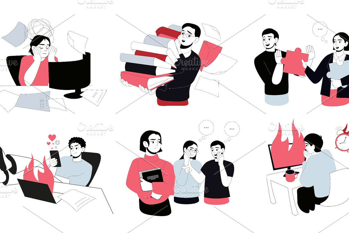 Office Problems Flat Illustrations, a Finance Illustration by alexdndz (Photo 2 of 3)