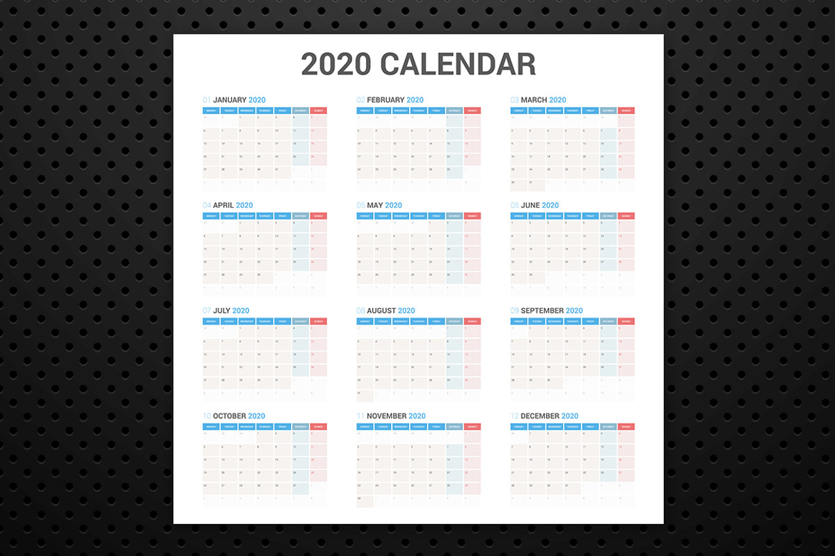 Calendar 2020 Planner Design, a Stationery Template by WORAKAMON Design Studio (Photo 4 of 4)