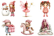 Cute Girl Pink Christmas Clipart, an Illustration by DreamArtGraphic (Thumbnail 5 of 5)