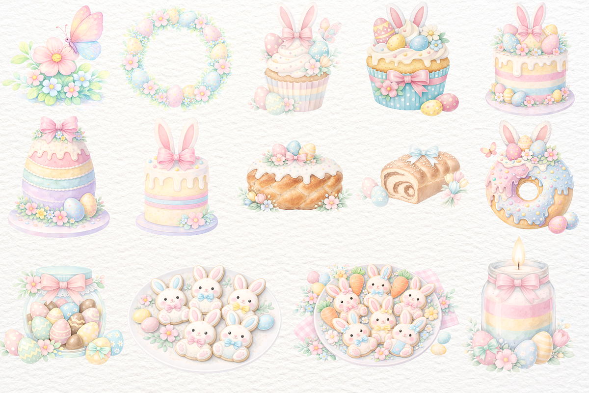 Pastel Easter Animals PNG Clipart, a Seasonal Illustration by SugarCloudStudioArt (Photo 5 of 8)