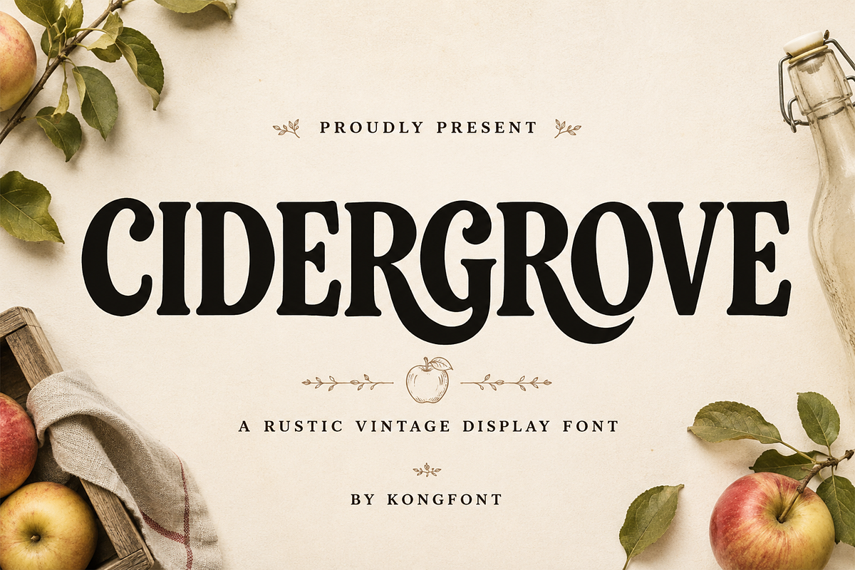 Cidergrove - Rustic Vintage Font, a Serif Font by overlaytemplates (Photo 1 of 5)