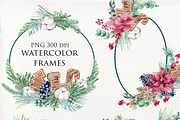 Watercolor set of winter fir wreaths, a Decorative Illustration by Antikva17 (Thumbnail 5 of 7)