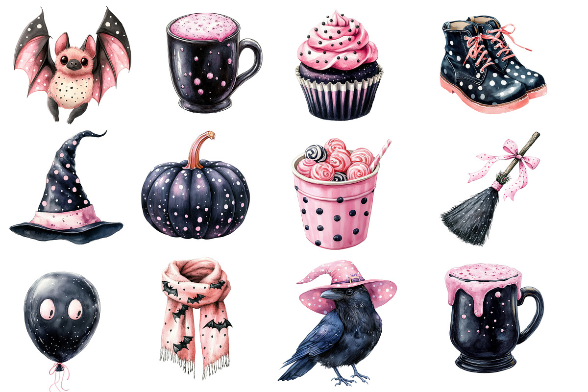 Black Pink Halloween Clipart, an Illustration by Designworld (Photo 4 of 5)