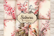 Sakura Junk Journal Pages, a Seasonal Illustration by GlamArtZhanna (Thumbnail 1 of 10)