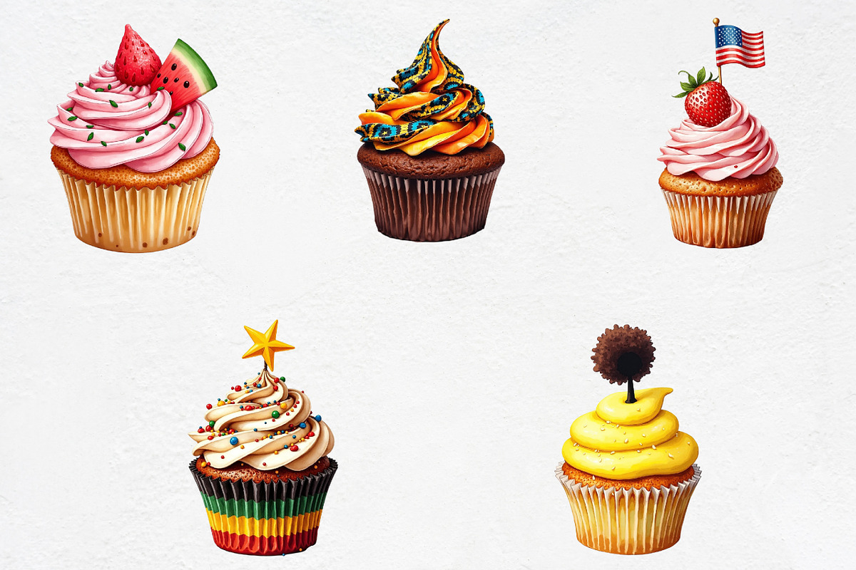 Juneteenth Cupcake Sublimation Clipa, an Illustration by CrexoraLab (Photo 2 of 5)