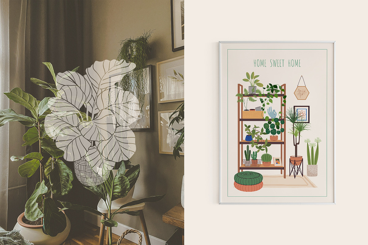Home Plants | House Plants in Pots, a Decorative Illustration by Berentine.art (Photo 9 of 16)