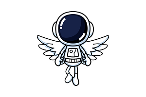 Cute Astronaut With Angel Wings