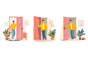 Man enters an apartment. Husband, an Object Illustration by Stock-Smart-Start