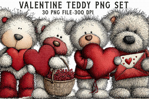 Valentine Teddy PNG Set, an Illustration by Libby Wishes
