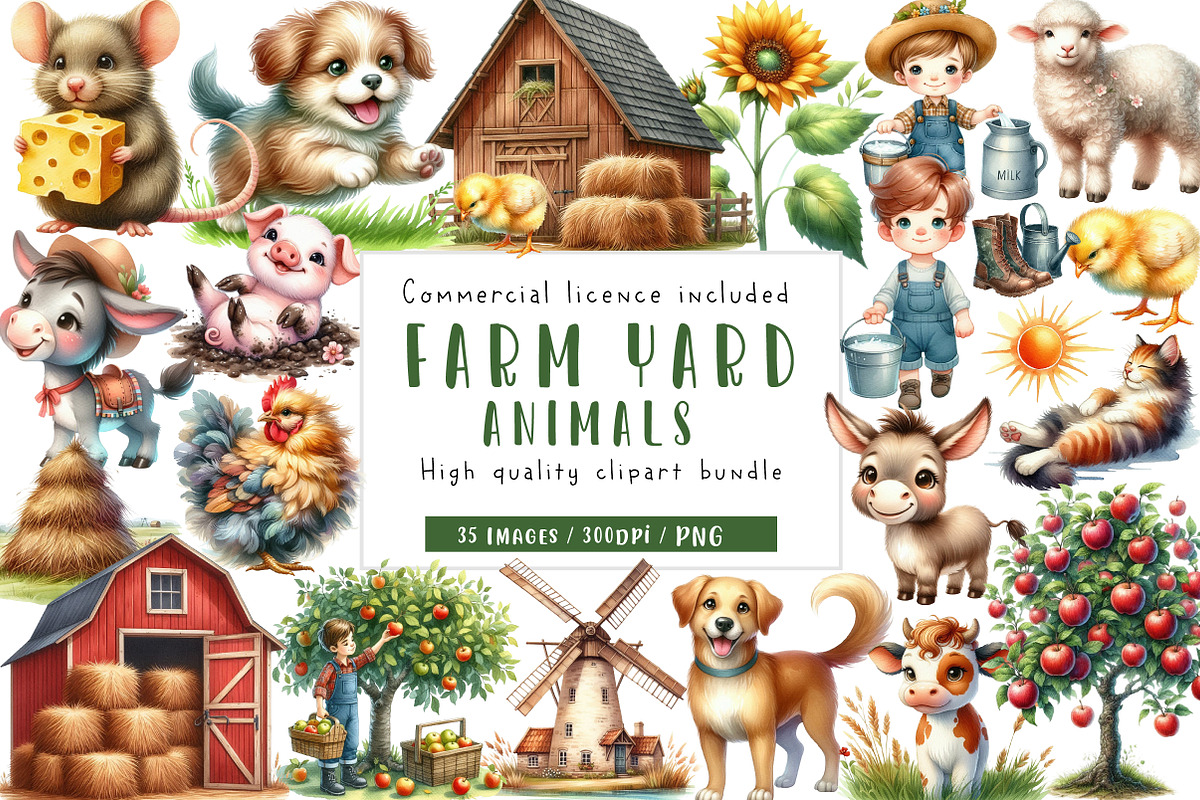 Farm Yard Animals, Clipart, an Illustration by CreationArt (Photo 1 of 6)