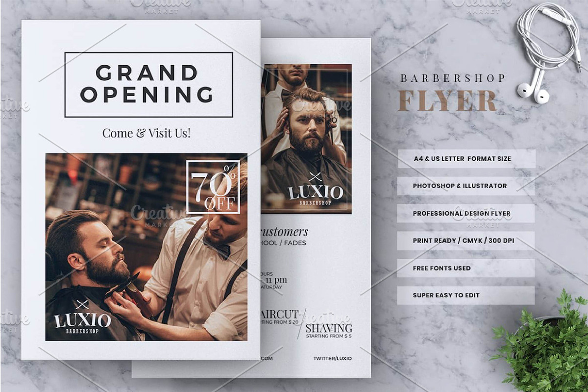 Barber shop opening flyer template, a Social Media Template by fashionaddict (Photo 1 of 4)