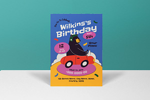 Flat Design Kids Birthday Invitation