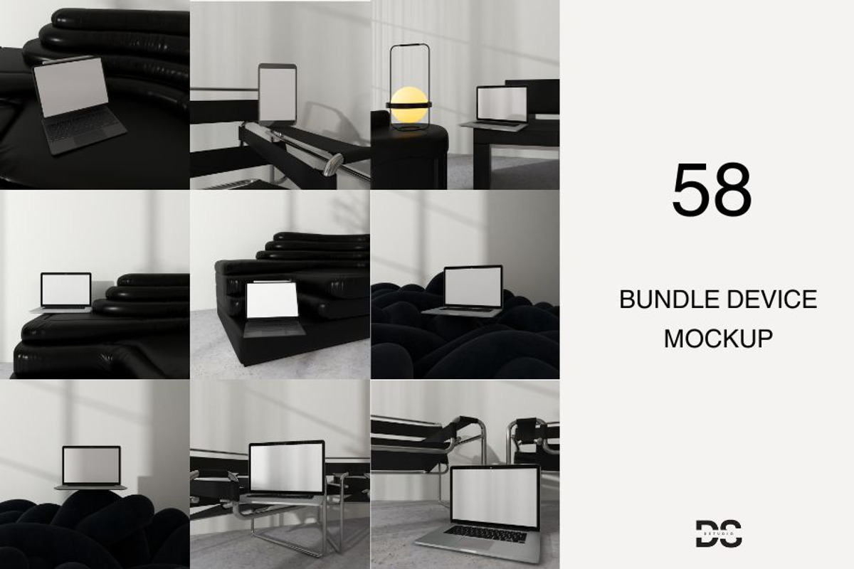 58 BUNDLE PSD DEVICE MOCKUP, a Mac Mockup by DSTUDIO888 (Photo 1 of 7)