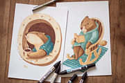 Watercolor animal. Mr. Beaver., an Animal Illustration by katyabuslaeva (Thumbnail 4 of 6)