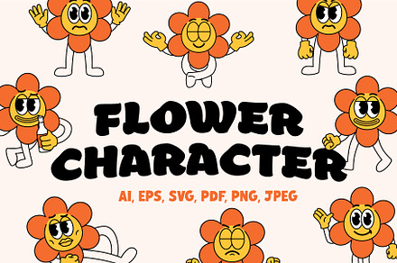 Groovy Flower Mascot Character
