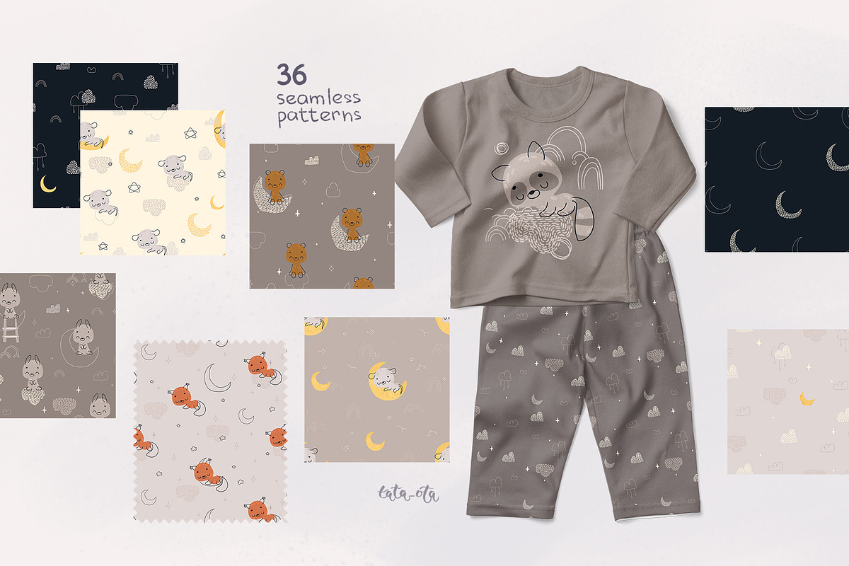 Sleeping baby animals. clipart, an Animal Illustration by tata_ota (Photo 7 of 11)