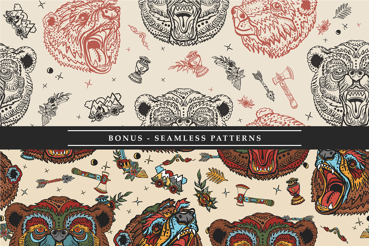 Bears old school tattoo, a Background Graphic by intueri (Photo 5 of 7)