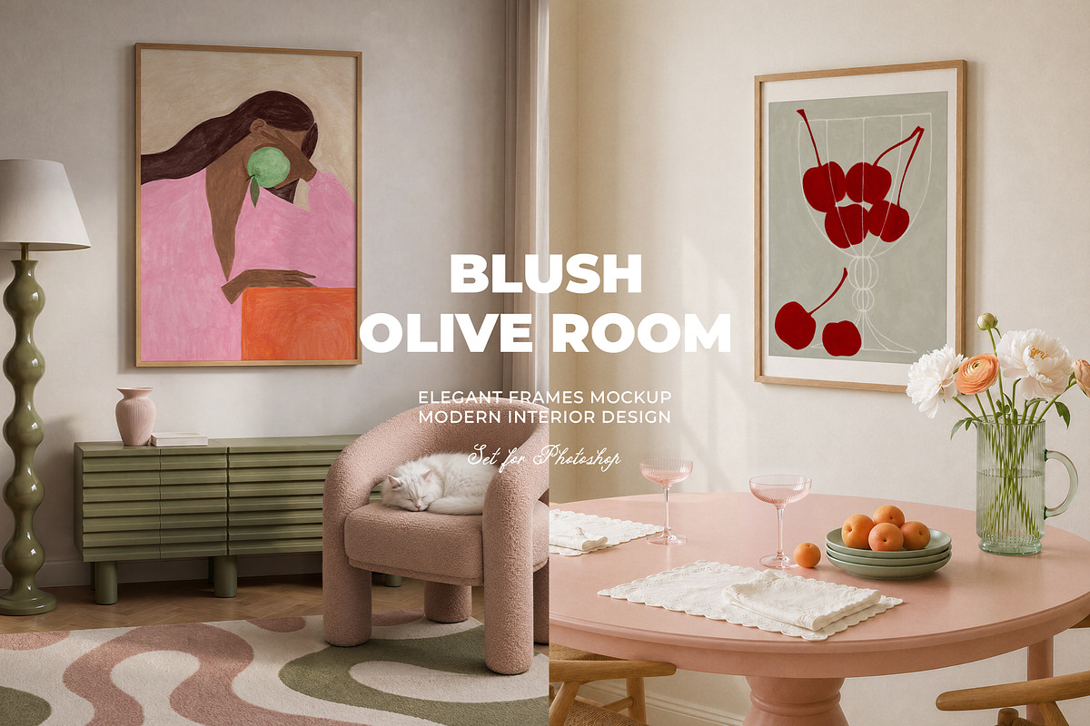 Blush Olive Room Frames Mockups, a Household Mockup by Muse Mockups (Photo 13 of 19)